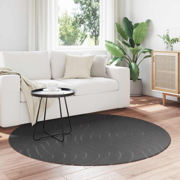 vidaXL Area Rugs Round HUARTE Anthracite &Oslash; 160 CM Polyester
