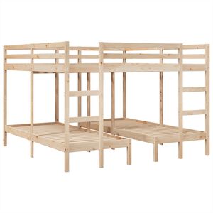 vidaXL Triple Bunk Bed Frame 200x200/80x200 cm Solid Wood Pine
