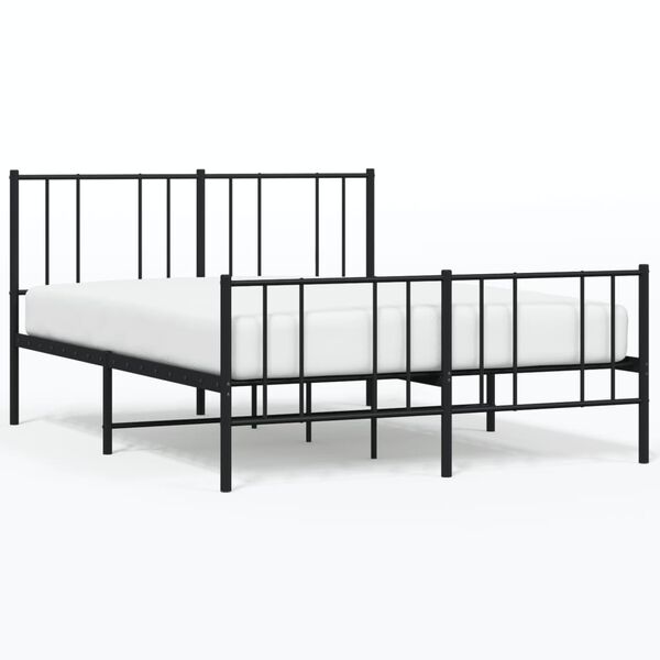 vidaXL Metal Bed Frame without Mattress with Footboard Black 140x190cm