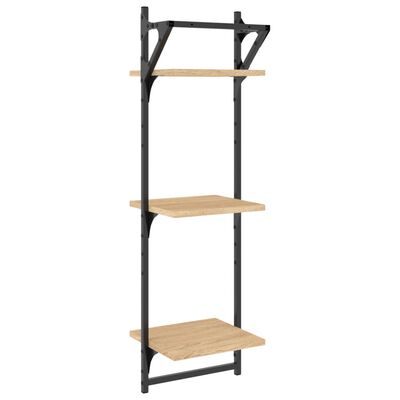 vidaXL 3-Tier Wall Shelves with Bars 2 pcs Sonoma Oak 30x25x100 cm