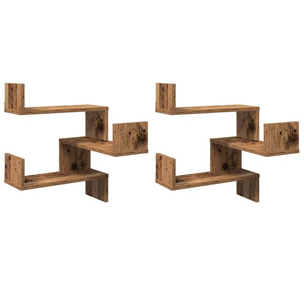 vidaXL Wall Corner Shelves 2 pcs Old Wood 40x40x49.5 cm Engineered Wood