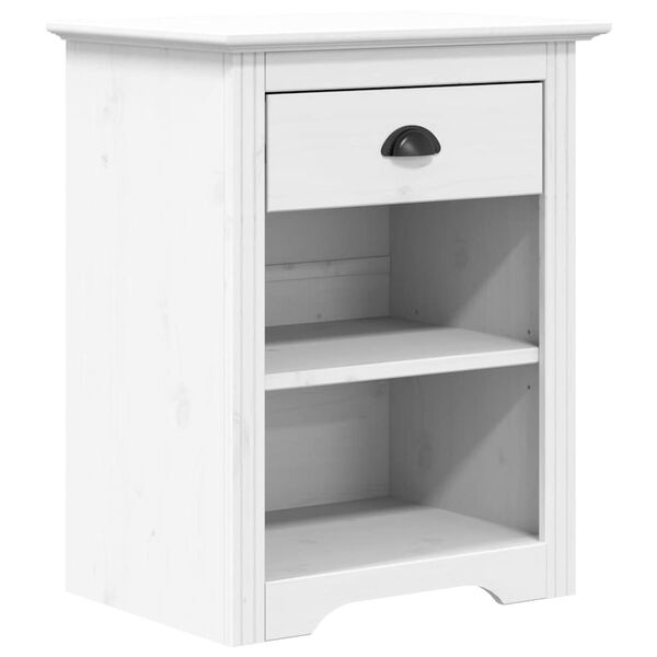 vidaXL Bedside Cabinet BODO White 53x38.5x66 cm Solid Wood Pine