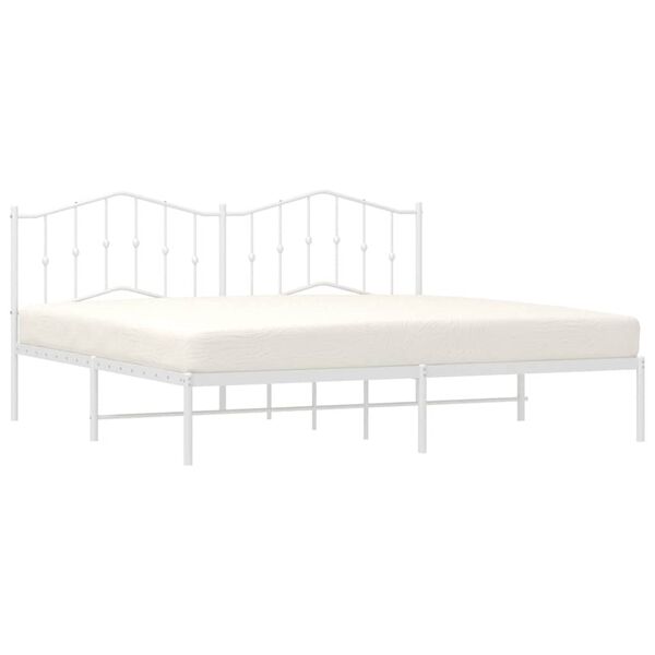 vidaXL Metal Bed Frame without Mattress with Headboard White 193x203cm