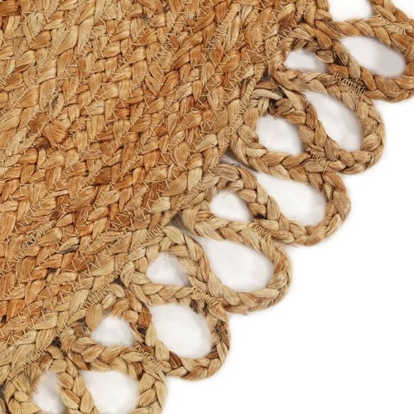 vidaXL Braided Area Rug with Wave Edge 120 cm Jute Round