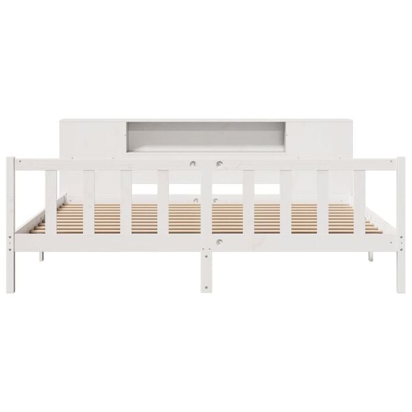 vidaXL Bookcase Bed without Mattress White 180x200 cm Super King Solid Wood Pine
