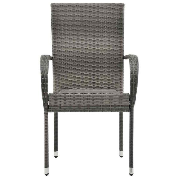 vidaXL Stackable Outdoor Chairs 4 pcs Grey Poly Rattan