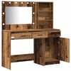 vidaXL Dressing Table with Mirror Lights 2 pcs Brown Engineered Wood