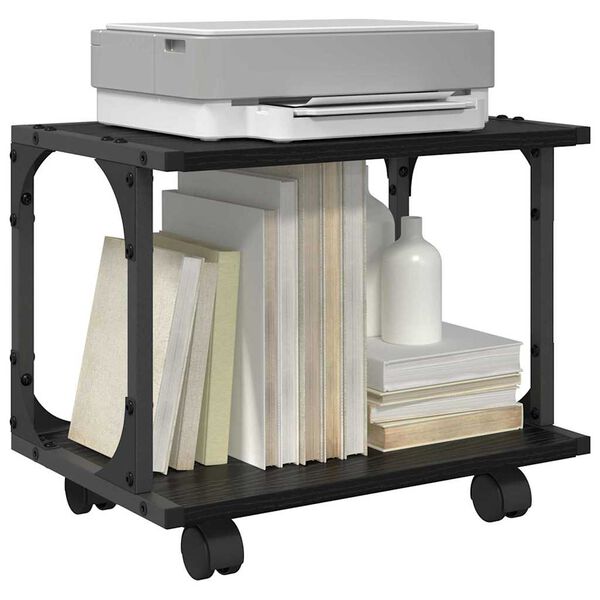 vidaXL Printer Stand Black Oak 41 x 28 x 33.5 cm Engineered Wood