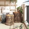 vidaXL Garden Side Tables 2 pcs with Wooden Top Beige Poly Rattan