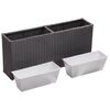 vidaXL Garden Raised Bed with 2 Pots 90x20x40 cm Poly Rattan Black