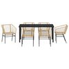 vidaXL Garden Dining Set 7 pcs Brown Poly Rattan