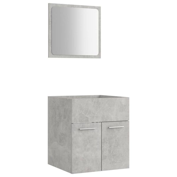 vidaXL 2 Piece Bathroom Furniture Set Concrete Grey Engineered Wood