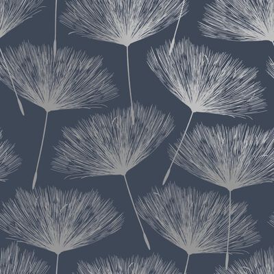 DUTCH WALLCOVERINGS Wallpaper Fleur Navy Blue and Grey