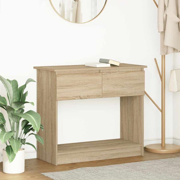vidaXL Console Table with Drawers Sonoma Oak 85.5x38.5x74.5 cm