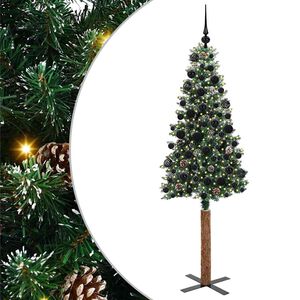 vidaXL Slim Christmas Tree Green 180 cm PVC and Solid Pine wood