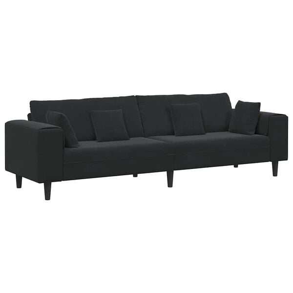 vidaXL Sofa with Cushion Black 250 x 77 x 76 cm Velvet