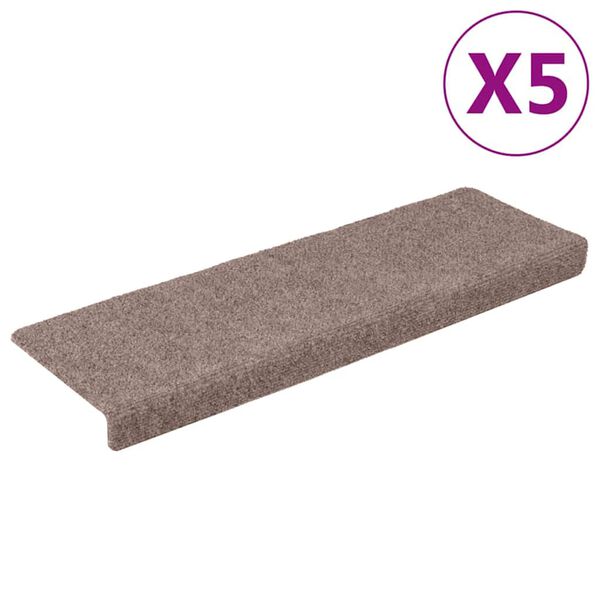 vidaXL Stair Mats Self-adhesive 5 pcs 65x21x4 cm Light Brown Rectangular Edge