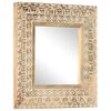 vidaXL Hand-Carved Mirror 50x50x2.6 cm Solid Mango Wood