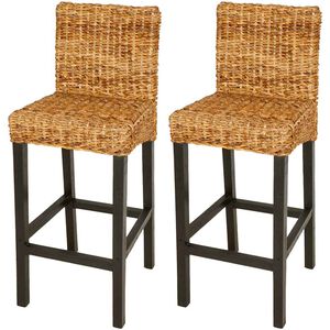 vidaXL Bar Stool | Set of 2 | Dark Brown | Mango wood | Standard | Tough