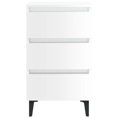 vidaXL Bed Cabinet with Metal Legs High Gloss White 40x35x69 cm