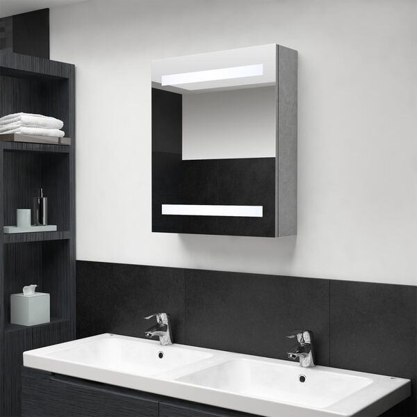 vidaXL LED Bathroom Mirror Cabinet Concrete Grey 50x14x60 cm