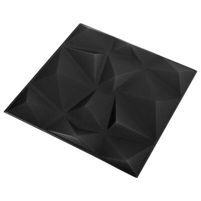 vidaXL 3D Wall Panels 24 pcs 50x50 cm Diamond Black 6 m²
