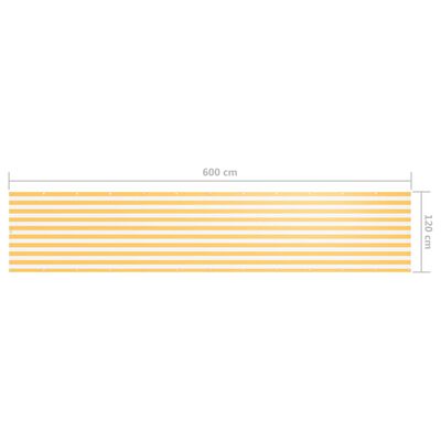 vidaXL Balcony Screen White and Yellow 120x600 cm Oxford Fabric