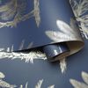 DUTCH WALLCOVERINGS Wallpaper Tropical Trees Navy Blue and Silver