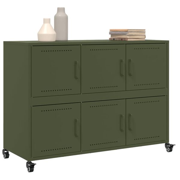 vidaXL Sideboard Olive Green 100.5x39x72 cm Steel