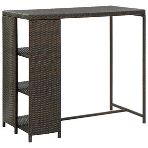 vidaXL Bar Table | Brown | PE rattan, steel | 120 x 60 x 110 cm | Bar Table