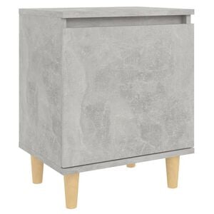 vidaXL Bed Cabinet with Solid Wood Legs Concrete Grey 40x30x50 cm