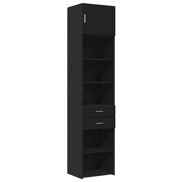 vidaXL Slim Storage Cabinet Black 50x42.5x225 cm Engineered Wood