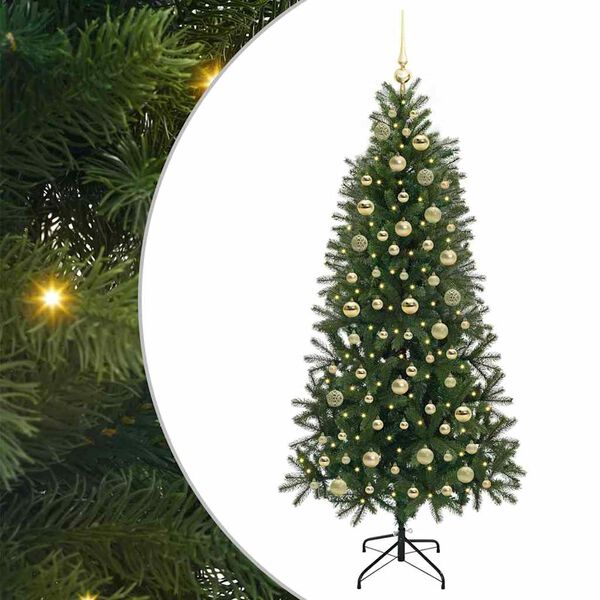 vidaXL Artificial Christmas Tree with 300 LEDs Green 180 cm PE and PVC