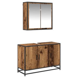 vidaXL Bathroom Furniture Set with Door 2 pcs Old Wood Engineered Wood