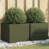 vidaXL Planters 2 pcs Olive Green 42x40x39 cm Steel