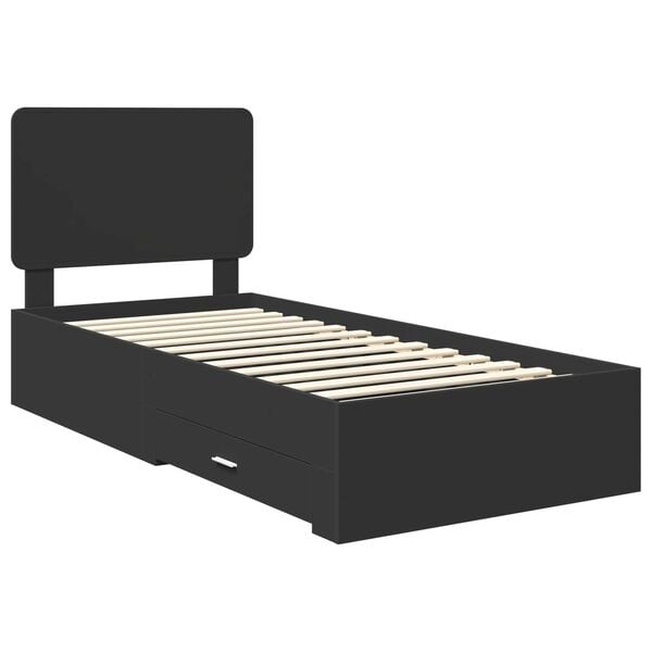 vidaXL Bed Frame with Headboard Black 75 x 190 cm Engineered Wood