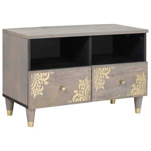 vidaXL TV Cabinet with Drawer Grey 70 x 33 x 46 cm Solid Mango Wood