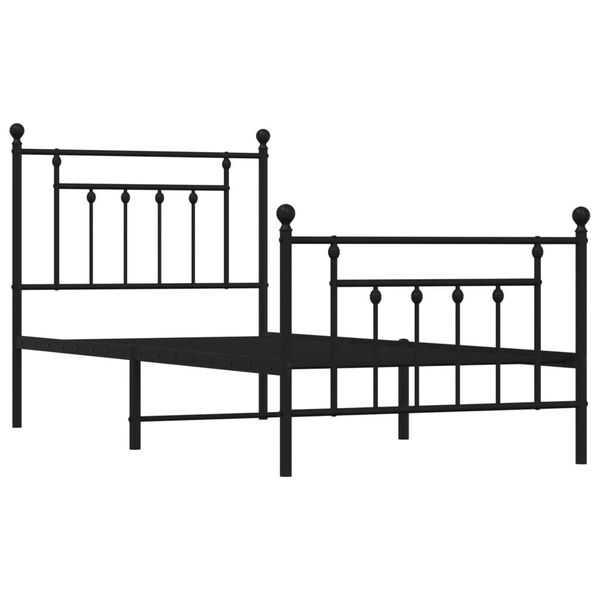 vidaXL Metal Bed Frame without Mattress with Footboard Black 80x200cm