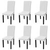 6 pcs White Straight Stretchable Chair Cover