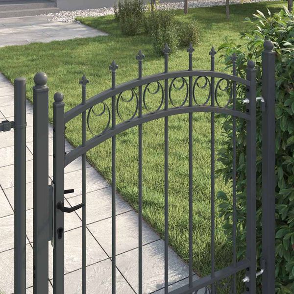 vidaXL Fence Gate with Spikes Grey 125 x 100 cm Powder-coated steel