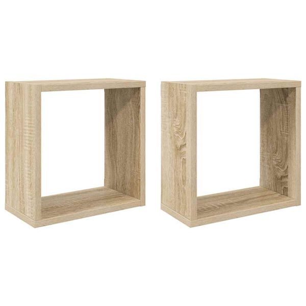 vidaXL Wall Cube Shelves 2 pcs Sonoma Oak 30x15x30 cm