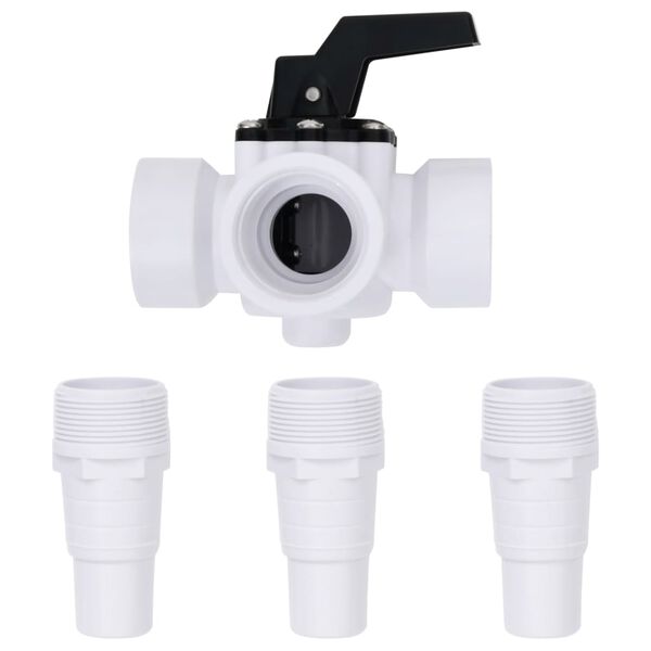 vidaXL Swimming Pool 3-Way Ball Valve White and Black