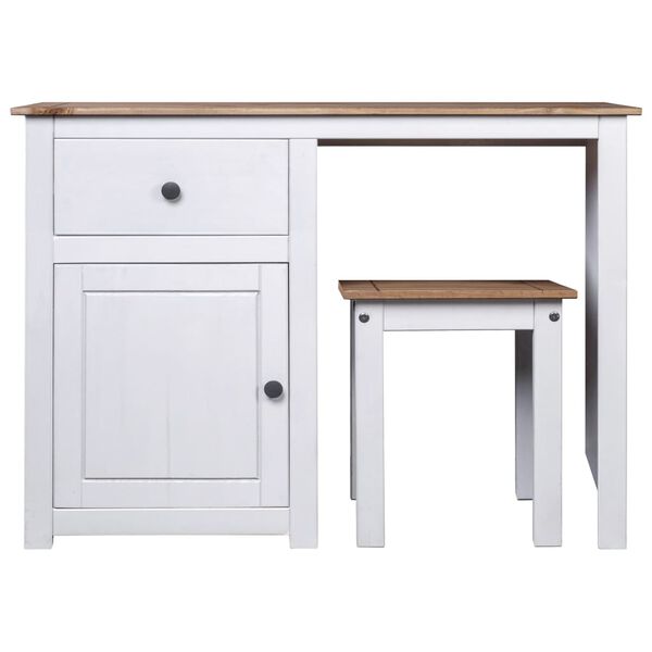 vidaXL 2 Piece Dressing Table Set White Solid Pine Wood Panama Range