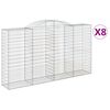 vidaXL Arched Gabion Baskets 8 pcs 300x50x160/180 cm Galvanised Iron