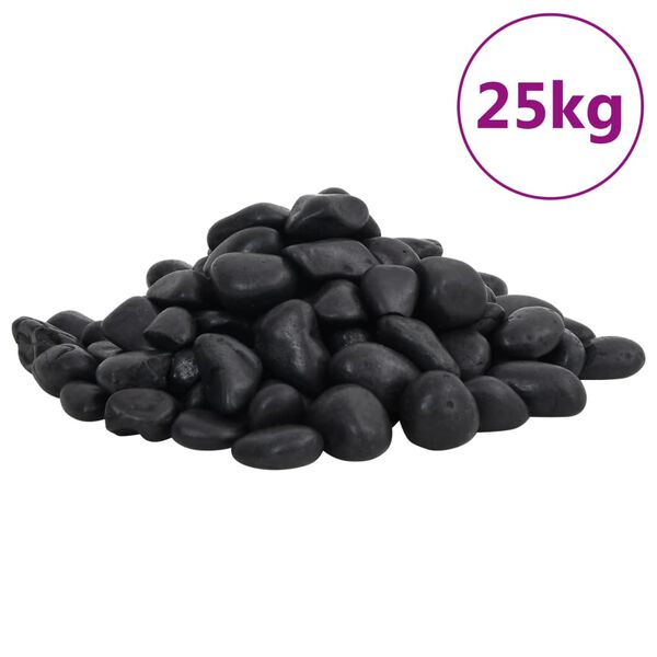 vidaXL Polished Pebbles 25 kg Black 2-5 cm