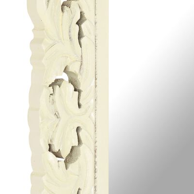 vidaXL Hand Carved Mirror White 110x50 cm Solid Mango Wood