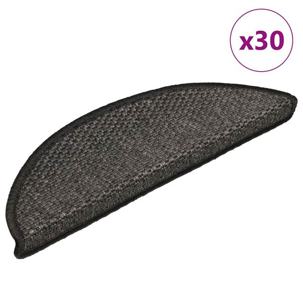vidaXL Stair Mats Self-adhesive Sisal-Look 30 pcs 56x17x3 cm Anthracite