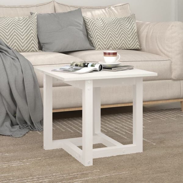 vidaXL Coffee Table White 50x50x45 cm Solid Wood Pine