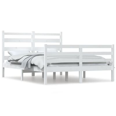 vidaXL Bed Frame Solid Wood Pine 140x200 cm White
