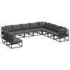 vidaXL Garden Sofa Set with Cushion 10 pcs Black Aluminium